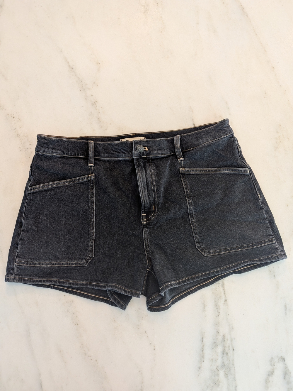 Madewell Black High-Rise Denim Shorts with Front Patch Pockets